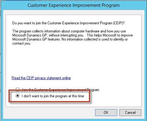 Remove Customer Experience Improvement Program Reminders from Microsoft Dynamics GP
