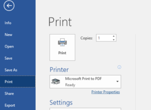 Printing to PDF on Windows